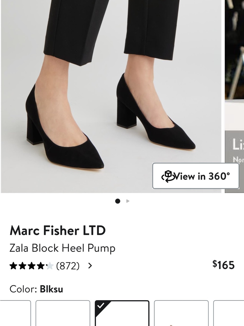 Marc Fischer LTD Zala Black Suede Block Heel Pumps in size 8M - Picture 5 of 6
